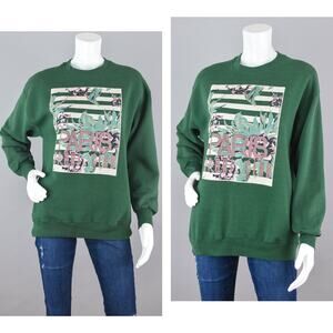 Vintage 90s Distressed Green Paris Souvenir Sweatshirt, Women's Medium - Large